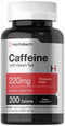 Horbaach Caffeine Pills - 200mg with Green Tea, 200 Tablets, Vegetarian, Non-GMO & Gluten Free