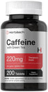 Horbaach Caffeine Pills - 200mg with Green Tea, 200 Tablets, Vegetarian, Non-GMO & Gluten Free