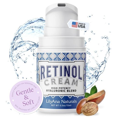 LilyAna Naturals Retinol Cream for Face - Anti Aging Moisturizer for Face and Neck, Wrinkle Cream - 0.5oz Made in USA
