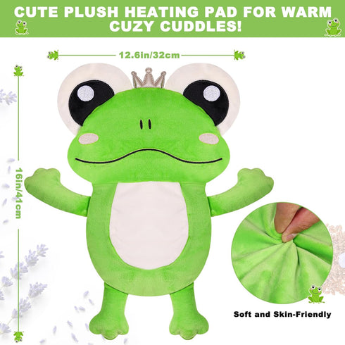 Microwave Heating Pad for Period & Cramps Pain Relief, Cute 16 × 12.6'' Microwavable Menstrual Cramp Relief Pad - Frog
