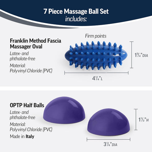 Set 7-Piece OPTP Massage Ball - Self-Massage Kit for Sore Muscle Relief and Myofascial Release - Massage Therapy Tools