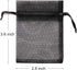 Akstore 100Pcs Sheer Drawstring Organza Jewelry Pouches - 2.8"x3.6" - Black - Wedding Party Favor Bags