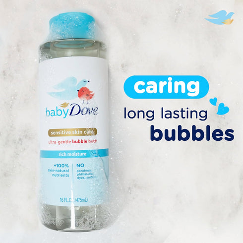 Baby Dove Bubble Bath, Rich Moisture for Sensitive Skin Care, 16 oz