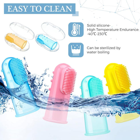 Zopeal 16 Sets Baby Finger Toothbrush, Soft Silicone Toothbrush for Toddler Oral Cleaning and Massaging