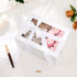 PACKQUEEN White Gift Box with Window, 9x6.5x3.8 Inches, Clear Gift Box with Ribbon and Card