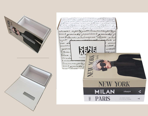 SENEA KAY Rectangular Tissue Box Cover - Decorative Faux Book Tissue Box Cover, Rectangule Tissue Holder Dispenser
