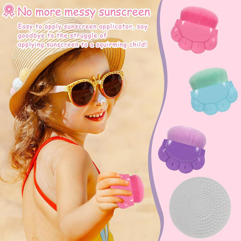 RGQSUN 3 Pack Set Kids Sunscreen Applicator,Sunblock Buddy Brush with Protective Case,Sun Lotion Applicator Sun Cream