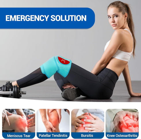 Comfytemp Large Knee Ice Pack Wrap with 2 Gel Soft Cold Packs, Reusable Compression Brace for Meniscus Tear, Joint Pain