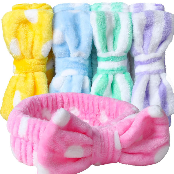 Teenitor 5pcs Makeup Headband Set, Spa Bow Headbands for Washing Face, Makeup, Shower, Microfiber for Girls Women Gift