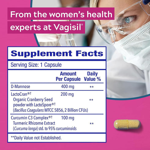 Vagisil Urinary Tract Health Supplements, Clinically-Proven Probiotics, 30 Capsules