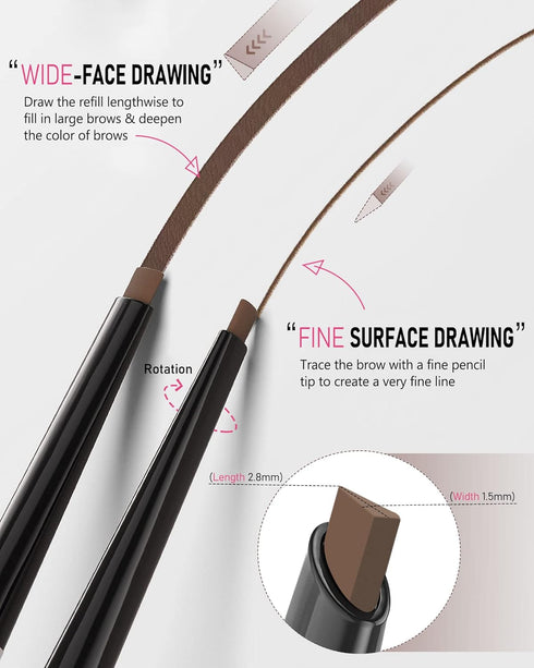Waterproof Brown Eyebrow Pencil for Women, Filler with Brush for Blondes