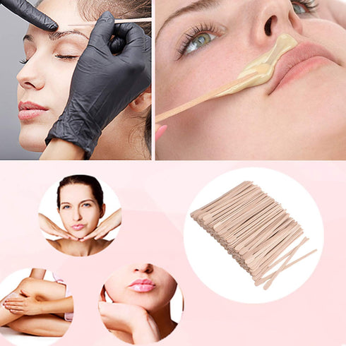 Whaline Wax Spatulas, 400 Packs Small Wooden Waxing Applicator Sticks for Face & Eyebrows Hair Removal