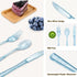 150 Pack Blue Plastic Silverware Set, Includes 50 Blue Forks, 50 Knives, 50 Spoons for Birthday, Baby Shower, Picnic