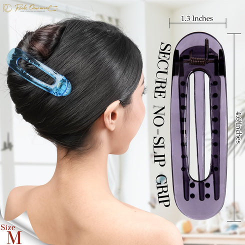 RC ROCHE ORNAMENT 6 Pcs Flat Lay Down Hair Clips, Durable Plastic Side Slide for Women Styling