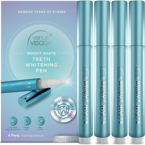 Venus Visage Teeth Whitening Pen (4 Pens) | 40+ Uses | Professional Whitening Gel | No Tooth Sensitivity (Mint)