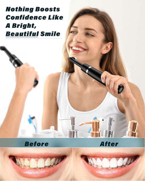 Tooth Polisher, Rechargeable Whitening Kit for Teeth Cleaning, 3 Tooth Polish Paste, 5 Brush Heads, LED Light, At-Home