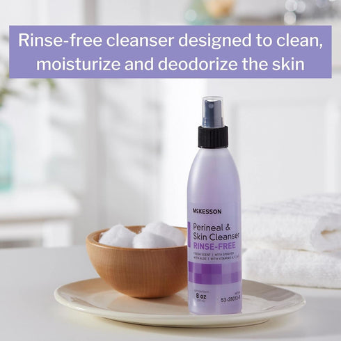 McKesson Perineal Skin Cleanser with Aloe, 8 oz Rinse-Free Body Wash for Incontinence Care