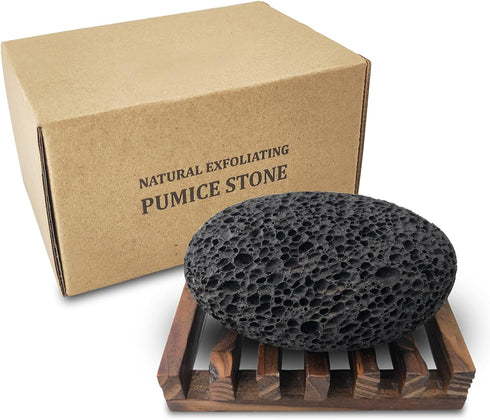 Pumice Stone for Foot Care, Natural Black Lava Exfoliating Rock for Pedicure, Skin Scrubber