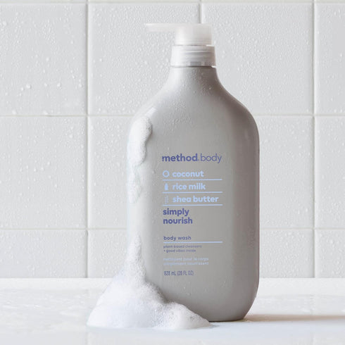 Method Body Wash, Simply Nourish, 28 oz (Pack of 1), Paraben and Phthalate Free, Biodegradable Formula