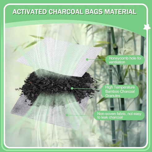 12PCS Activated Charcoal Odor Absorber, Bamboo Charcoal Bags for 2.5 Gallon iTouchless Trash Bins, Diaper Pail