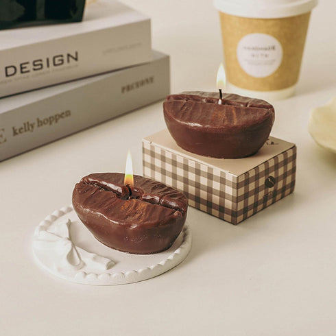 T-shin Candle,80G Coffee Bean Shaped Scented Handmade Lovely Coffee Aroma Soy Wax Decorative Candle for Table Photo