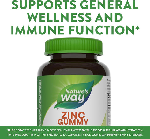 Nature's Way Zinc Gummies, 120 Gummies, Daily Immune Support, 100% Daily Value Zinc, Mixed Berry Flavor