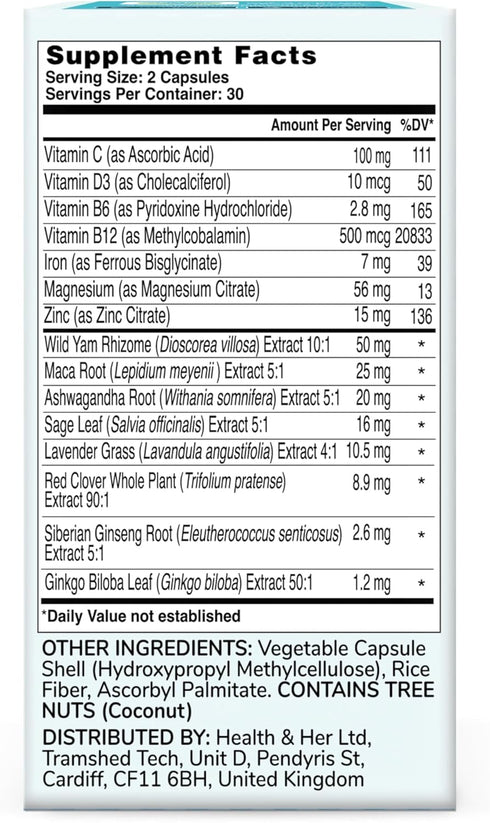 No.1 Wellbeing (60 1 Health & Her Perimenopause Supplement for Women The UKs Perimenopause Supplement - Multi-Nutrient