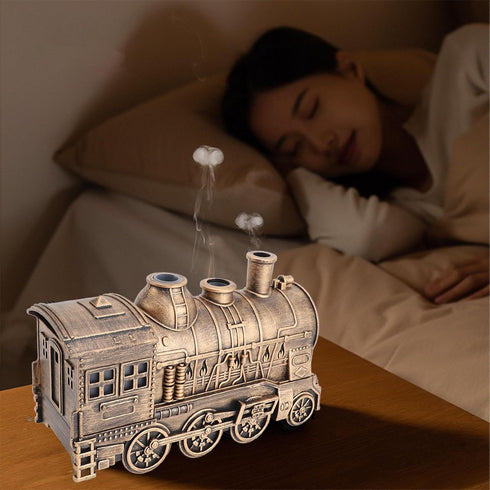 ICRPSTU 300ml Train Humidifier Diffuser, Cool Mist Quiet therapy Diffuser for Essential Oils, Double Outlets Train