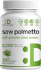 Saw Palmetto Supplement 5000mg with Pumpkin Seed, 300 Capsules, DHT Blocker for Prostate Health & Hair Growth