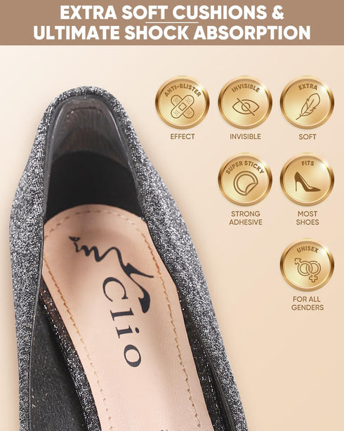 ONUEMP 6 Pairs Heel Pads for Shoes, Silicone Grips and Ball of Foot Cushions for Men Women, Pain Relief Inserts