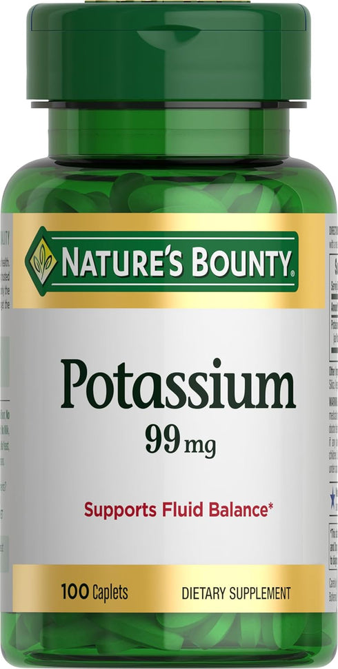Nature's Bounty Potassium, 99 mg, 100 Caplets - Supports Fluid Balance