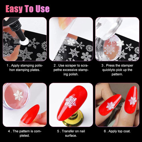 Nail Art Stamper, Clear Silicone Stamping Jelly with Scraper, Transparent Body, DIY Nail Decor, Home Manicure Tool