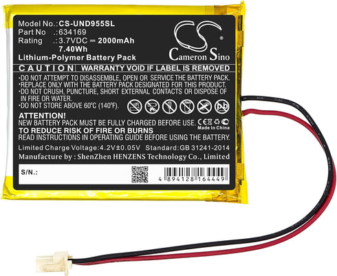 DRAWBELL Battery 2000mAh for U'niden Guardian G955, UDR744, UDR777HD, fit Part NO:634169