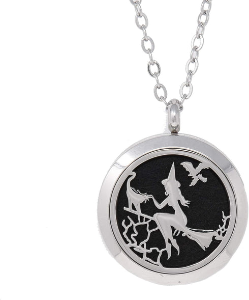 Aromatherapy Essential Oil Diffuser Necklace, Stainless Steel 30MM Magnetic Locket with Refill Pads