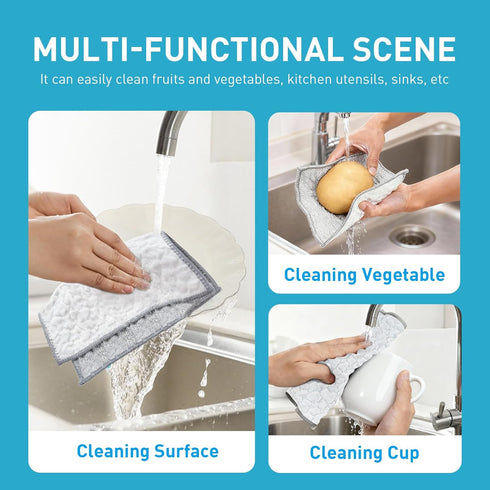 XHWXYQ (6pcs, New Upgrade Non Scratch Wire Dishcloth, Multipurpose Wire Dishwashing Rags for Kitchen, Wet and Dry