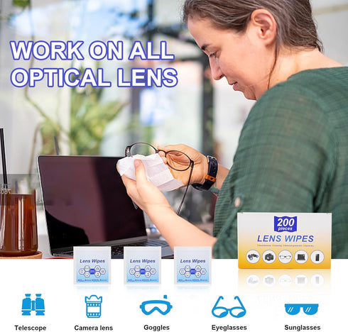 xflyxin packed (200 Lens Wipes for Eyeglasses,Eyeglass erasers are separatelyGlasses cleaner for cleaning glasses