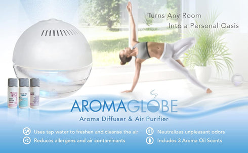 U.S. JACLEAN Daiwa Felicity Aroma Globe Air & Room Revitalizer - White Noise Aromatizer Air Washer Machine with Scented