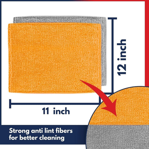 Microfiber Cleaning Cloth - (12x11 inches) High Performance - Ultra Absorbent Weave Traps Grime & Liquid for Streak-Free Mirror Shine - Lint Free Towel - 12x11 Inch (Pack of 8) by USANOOKS