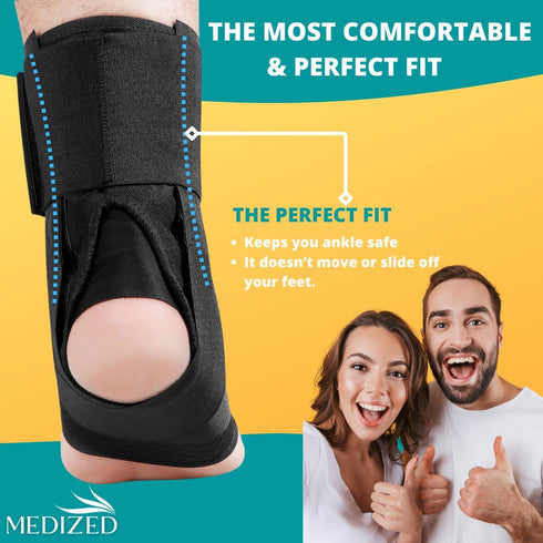 MEDIZED Ankle Brace, Lace Up Adjustable Support for Running, Basketball, Injury Recovery for Men, Women, Children