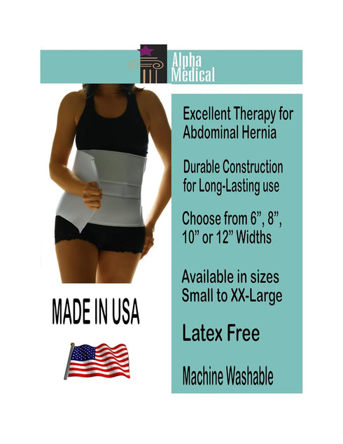 Abdominal Binder for Men and Women, Postpartum Wrap, Surgical Binder, Hernia Support, 12" High, 50"-62" Waist