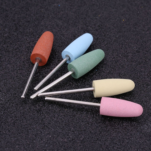 Silicone Nail Grinder Drill Bit, 5pcs Professional Nail Art Polisher Tools for Gel Remove and Smoothing