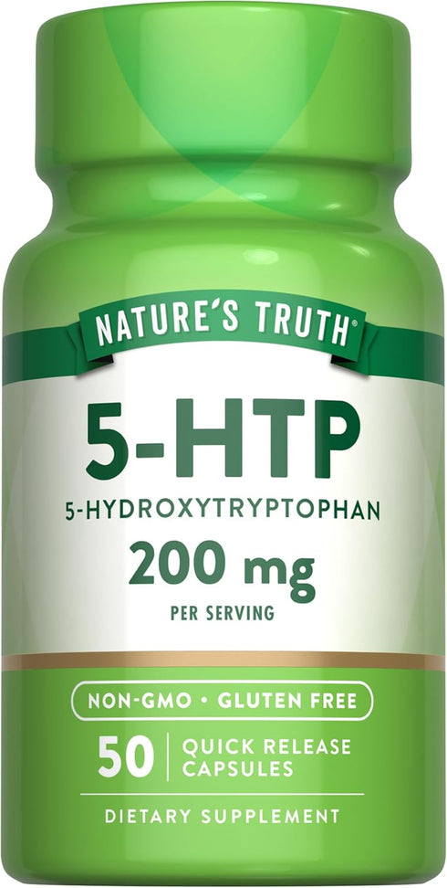 Nature's Truth 5HTP 200mg Capsules | 50 Count | Non-GMO & Gluten Free Supplement, 5 Hydroxytryptophan