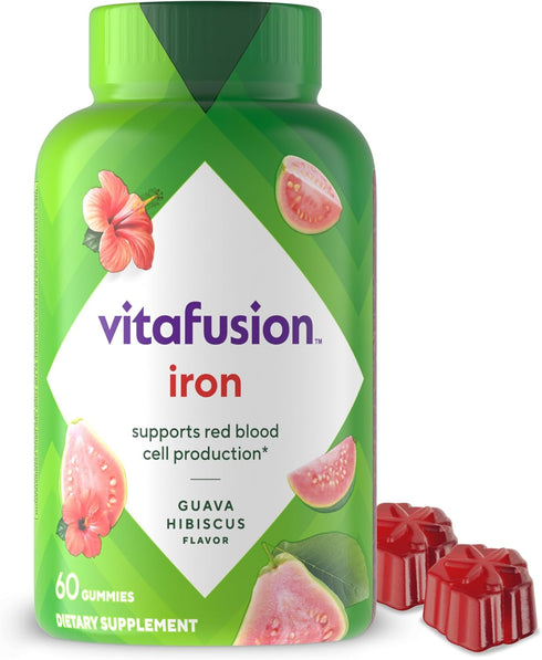 Vitafusion Iron Gummy Vitamin Supplement, Supports Red Blood Cell Production*, Guava Hibiscus