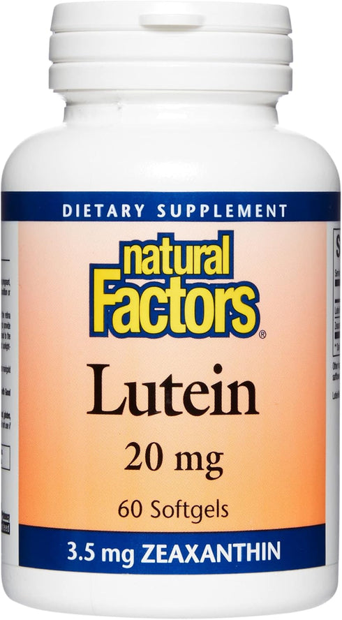 Natural Factors Lutein 20mg, 60 Soft Gels, Antioxidant for Eye Health
