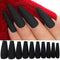 LoveOurHome 100pc Coffin Press on Nails, Medium Ballerina Acrylic Fake Nails, Matte Black Full Cover Nail Tips for Women
