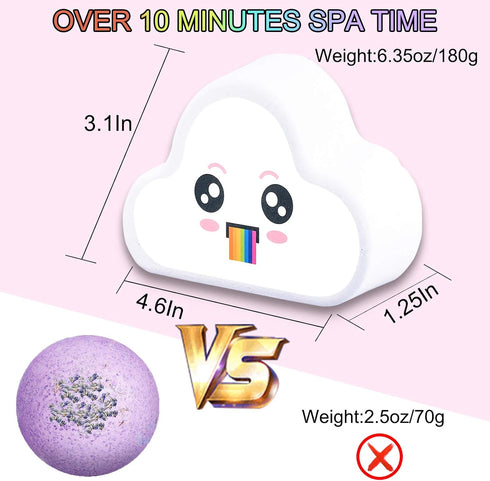 Rainbow Bath Bomb Gift Set, Organic & Natural Cloud SPA Bath Bombs for Aromatherapy Relaxation, Christmas Gifts