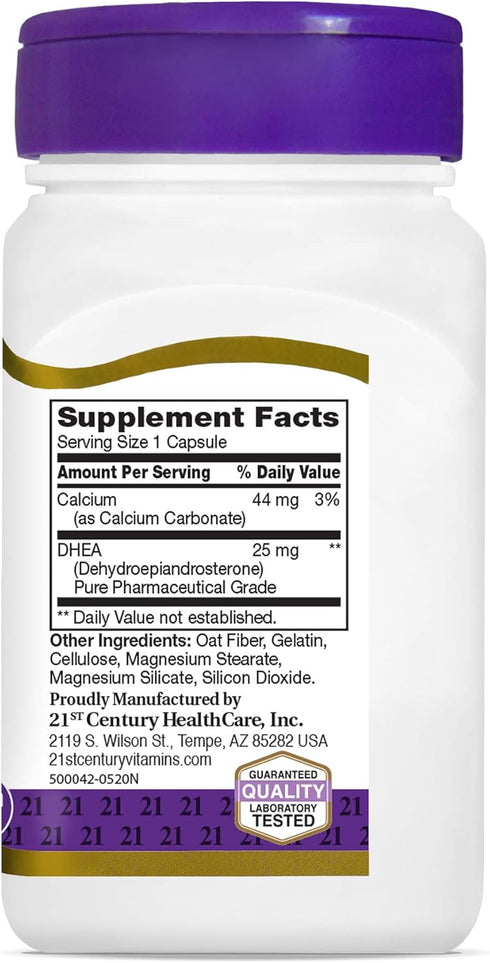 21st Century DHEA 25 mg Capsules, 90 Count