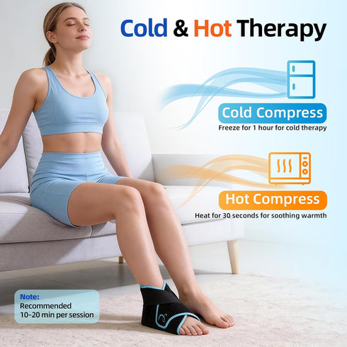 Pack 1 Pack Comfytemp Ankle Ice Wrap for Plantar Fasciitis Relief, Foot Support Brace for Sprain, Cold Bag for Injury