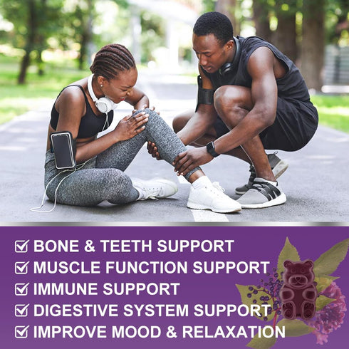 Calcium Magnesium Zinc Gummies with Vitamin D3, High Absorption Complex Supplement with Sea Moss & Elderberry, 60
