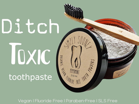 Zero Waste Organic Vegan Fluoride Free Tooth Powder, Peppermint Flavor, Ships Without Any Plastic Packaging, Natural